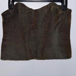 Zara gold brown corset top